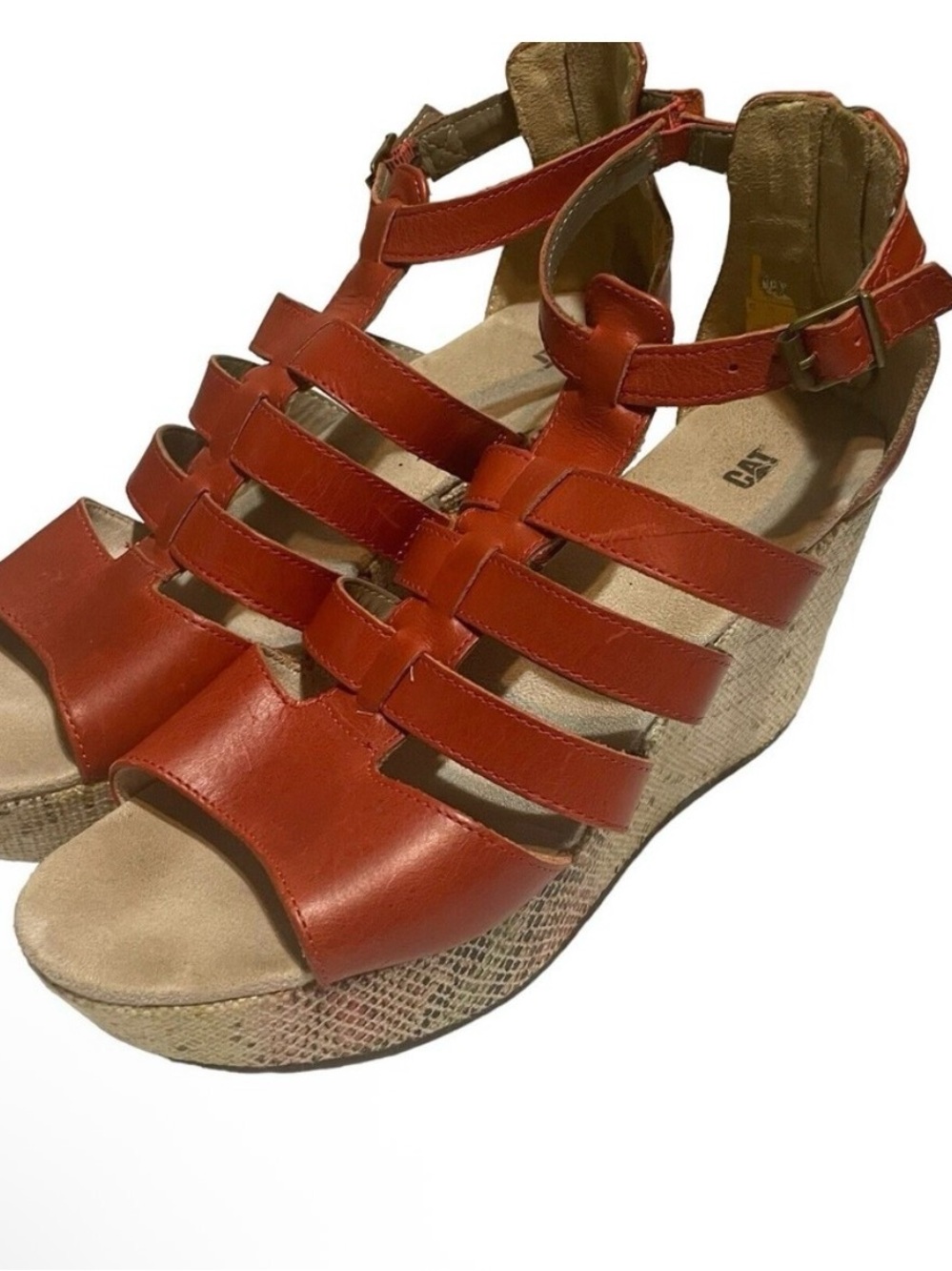 Strappy Leather Sandals in Burnt Orange Sz 9.5